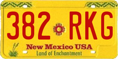 NM license plate 382RKG