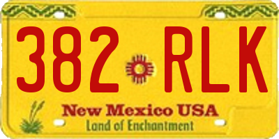 NM license plate 382RLK