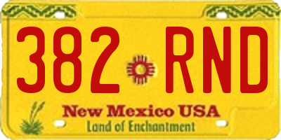 NM license plate 382RND