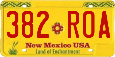 NM license plate 382ROA