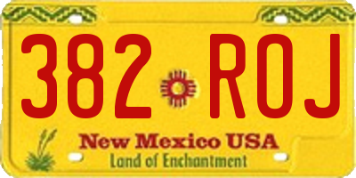 NM license plate 382ROJ