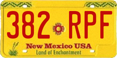NM license plate 382RPF
