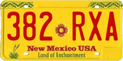 NM license plate 382RXA