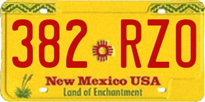 NM license plate 382RZO