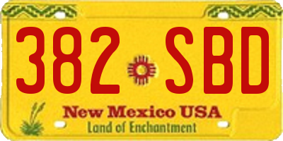 NM license plate 382SBD