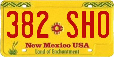 NM license plate 382SHO