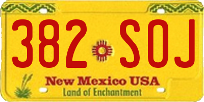 NM license plate 382SOJ
