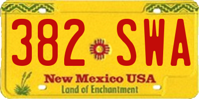 NM license plate 382SWA