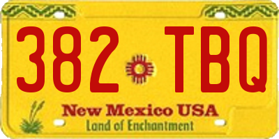 NM license plate 382TBQ