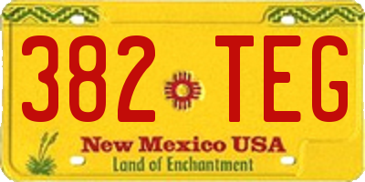 NM license plate 382TEG