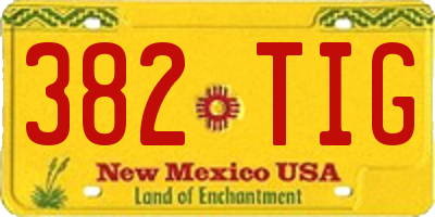 NM license plate 382TIG