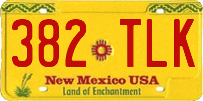 NM license plate 382TLK
