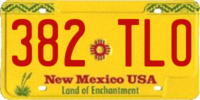 NM license plate 382TLO