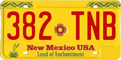 NM license plate 382TNB