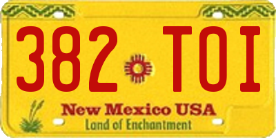 NM license plate 382TOI