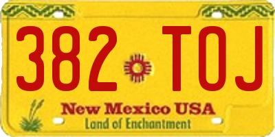 NM license plate 382TOJ