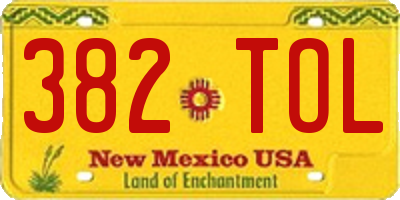 NM license plate 382TOL