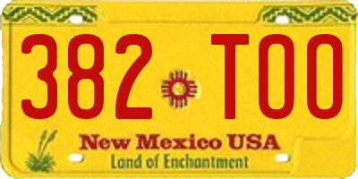 NM license plate 382TOO