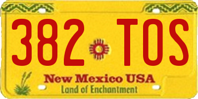 NM license plate 382TOS