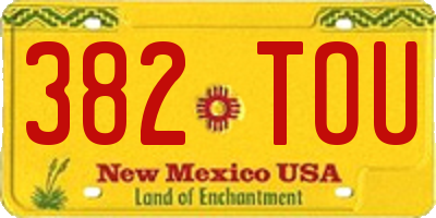 NM license plate 382TOU