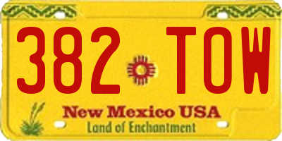 NM license plate 382TOW