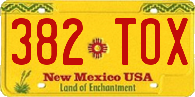 NM license plate 382TOX