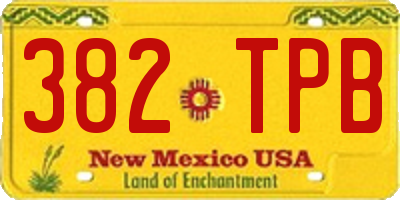 NM license plate 382TPB