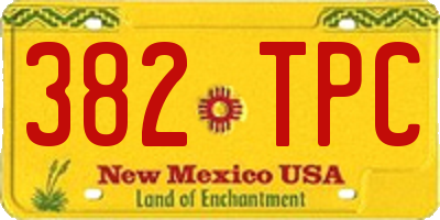 NM license plate 382TPC