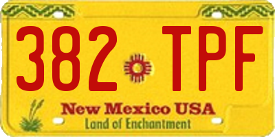 NM license plate 382TPF