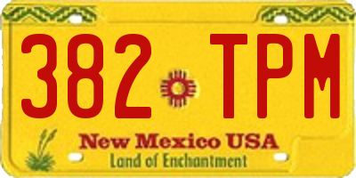NM license plate 382TPM