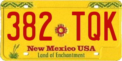 NM license plate 382TQK