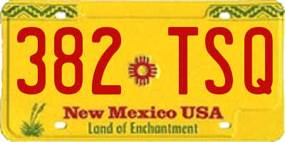 NM license plate 382TSQ
