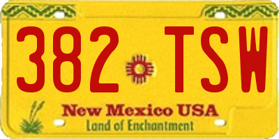 NM license plate 382TSW