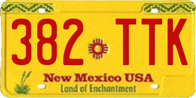 NM license plate 382TTK