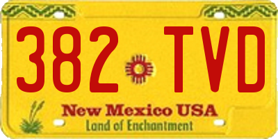 NM license plate 382TVD