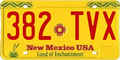 NM license plate 382TVX