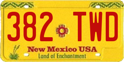 NM license plate 382TWD
