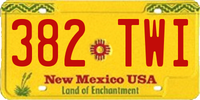 NM license plate 382TWI