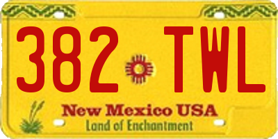 NM license plate 382TWL