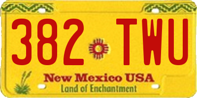NM license plate 382TWU