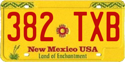 NM license plate 382TXB