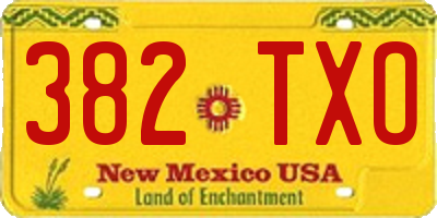 NM license plate 382TXO