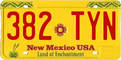 NM license plate 382TYN