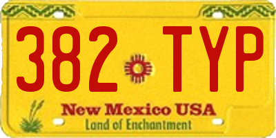 NM license plate 382TYP