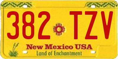 NM license plate 382TZV