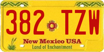 NM license plate 382TZW