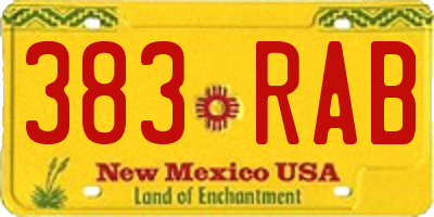 NM license plate 383RAB