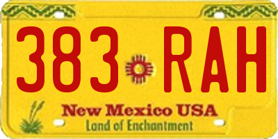 NM license plate 383RAH