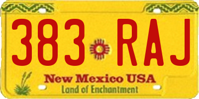 NM license plate 383RAJ