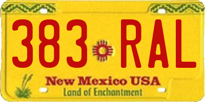 NM license plate 383RAL